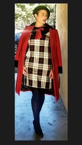 Vintage 1960s Lanz plaid dress with velvet collar